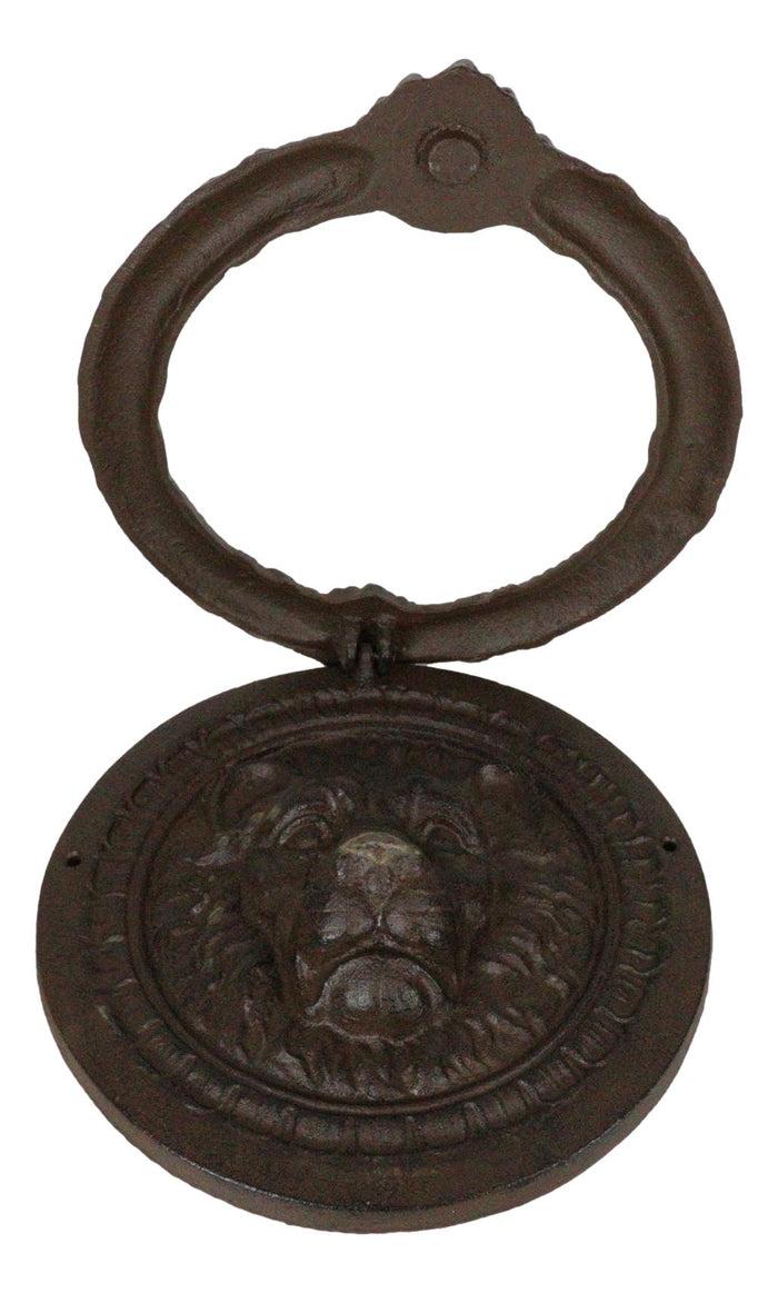 Heavy Cast Iron Rustic Royal Venetian Lion Head Round Decorative Door Knocker
