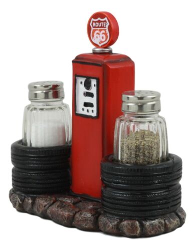 Highway Route 66 Old Fashioned Gas Pump Station Salt And Pepper Shakers Set