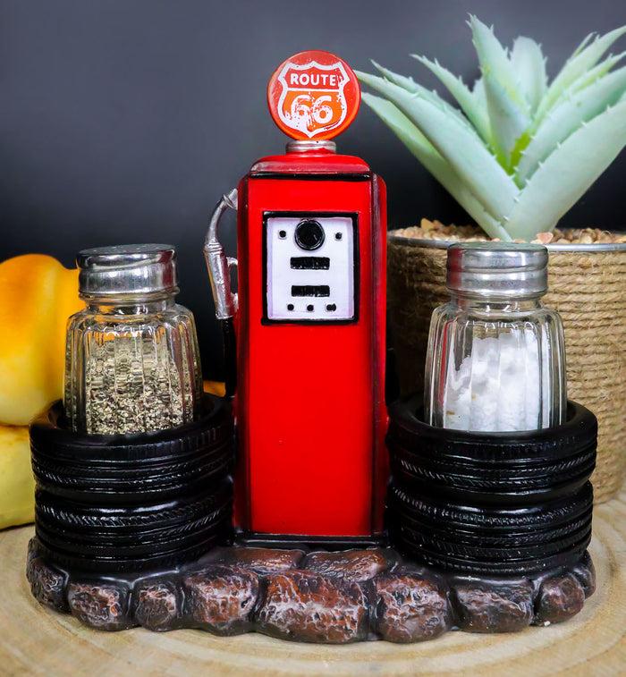 Highway Route 66 Old Fashioned Gas Pump Station Salt And Pepper Shakers Set