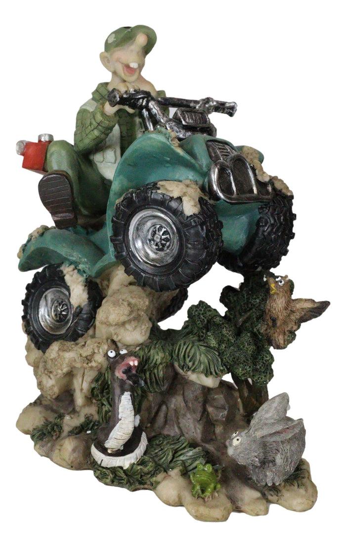 Hillbilly Ride Country Hunter With Rifle On A Mud Runner With Animals Figurine