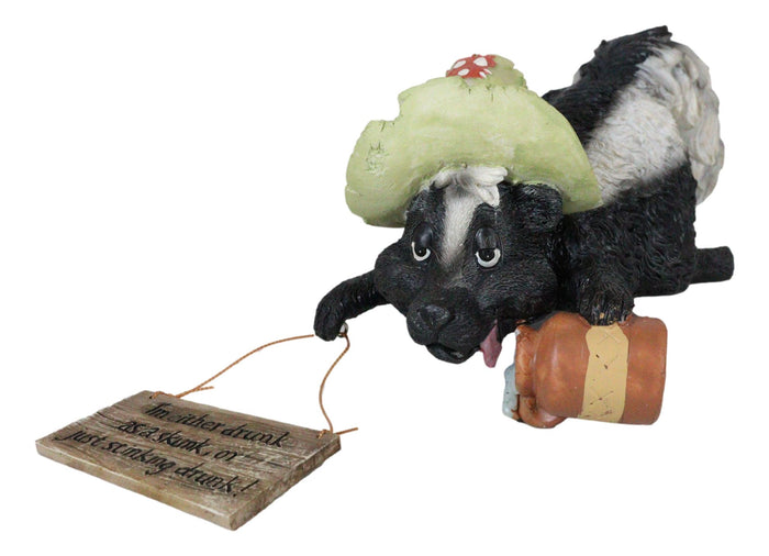Hillbilly Skunk With Hat And Mead Cup Holding Funny Drunk Sign Shelf Sitter