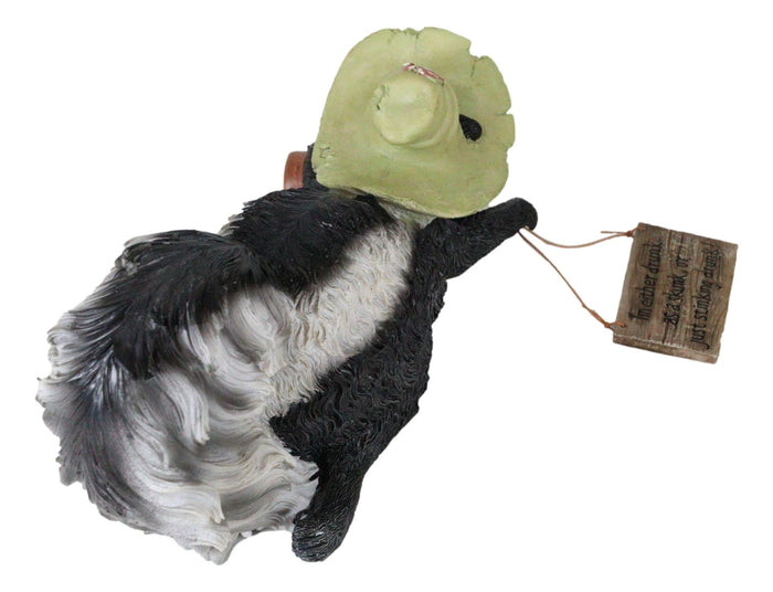 Hillbilly Skunk With Hat And Mead Cup Holding Funny Drunk Sign Shelf Sitter
