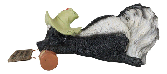 Hillbilly Skunk With Hat And Mead Cup Holding Funny Drunk Sign Shelf Sitter