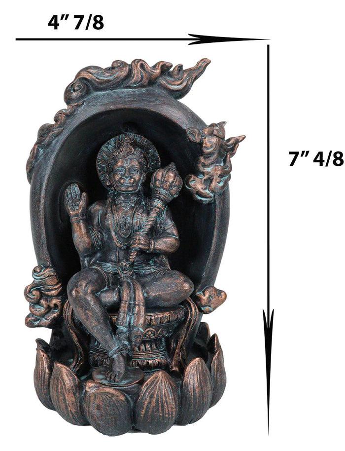 Hindu Buddha Hanuman Monkey God On Lotus Backflow Cone Incense Burner Figurine
