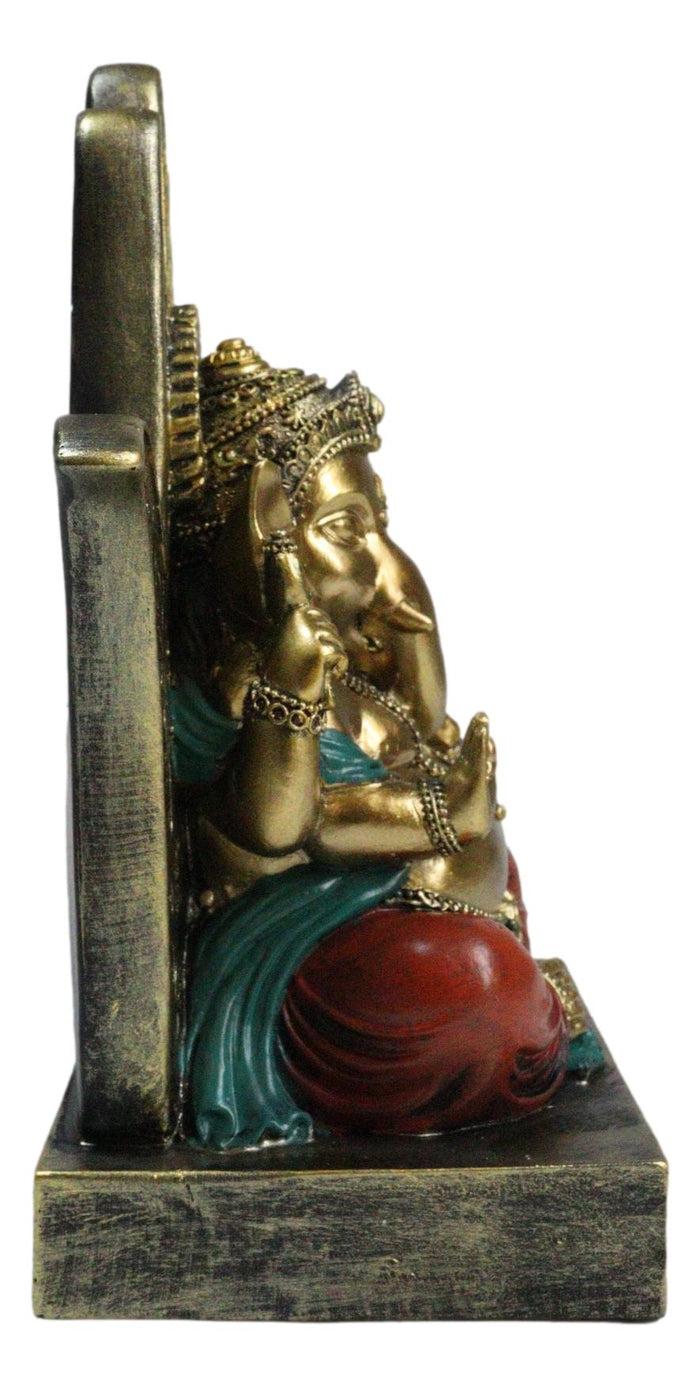 Hindu Elephant God Ganesha Seated On Hamsa Palm Hand Of God Throne Figurine