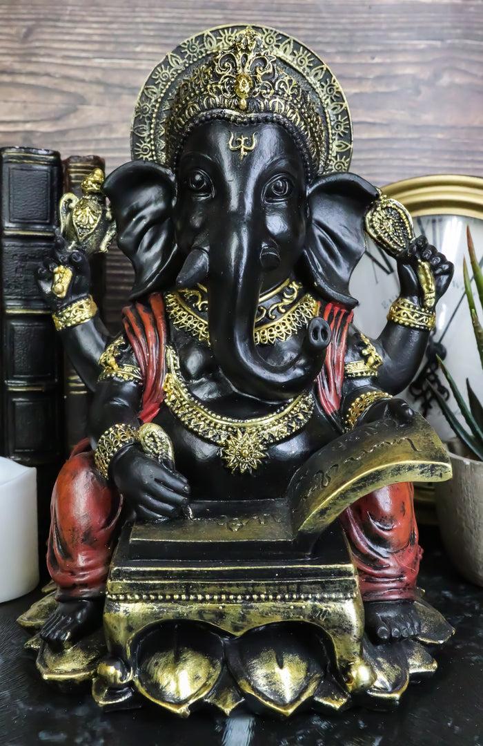 Hindu Lord Deity Ganesha Writing The Mahabharata On Ancient Scrolls Figurine Hindu Lord Deity Ganesha Writing The Mahabharata On Ancient Scrolls Figurine