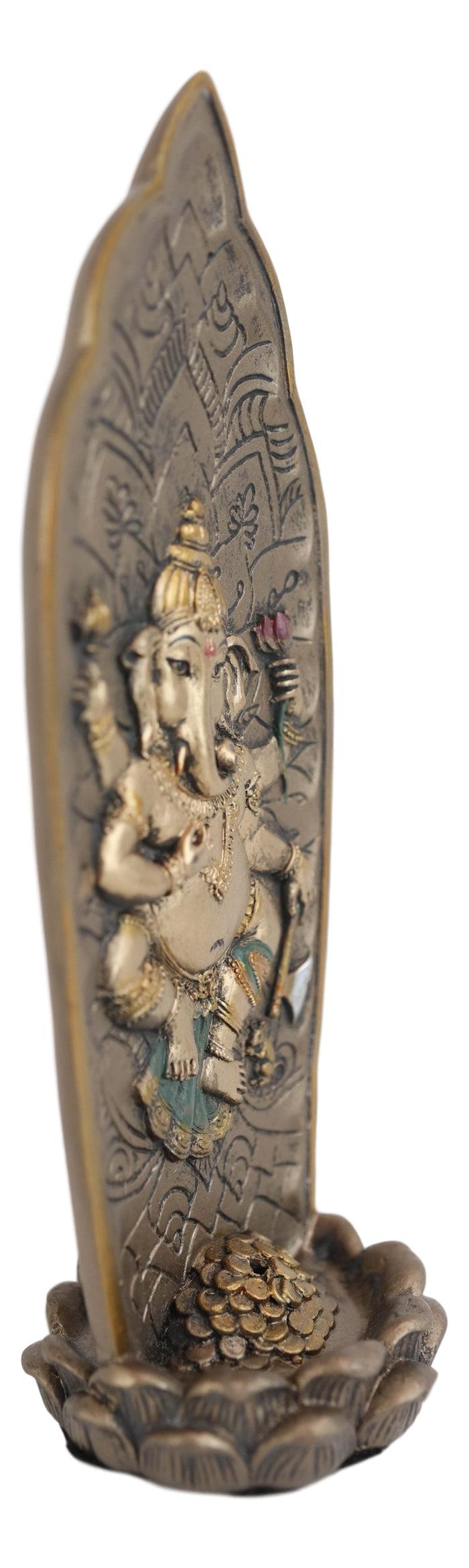 Hindu Nritya Ganapati Lord Ganesha And Vahana Mouse Incense Burner Holder Statue