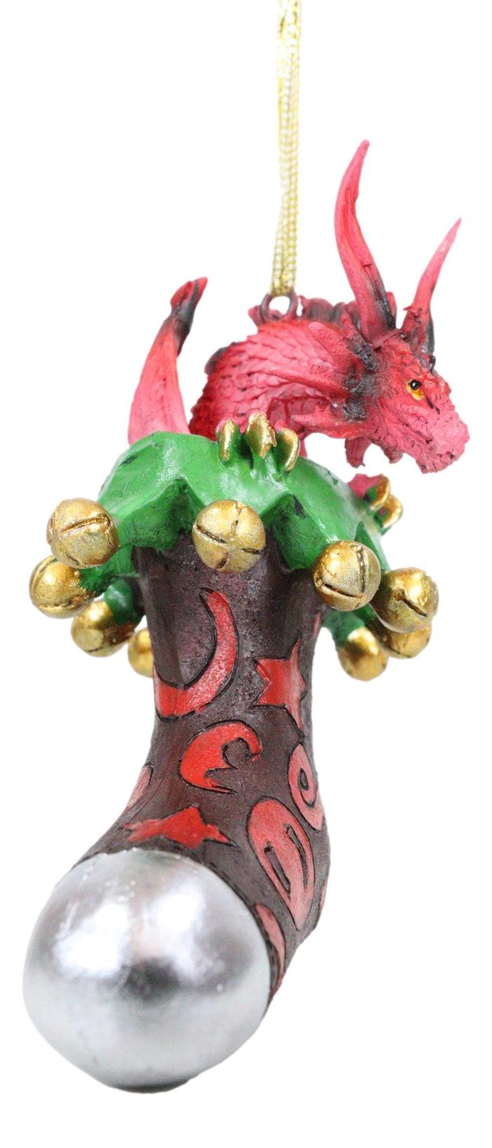 Holiday Festive Spirit Red Stocking Sock Dragon Christmas Tree Hanging Ornament