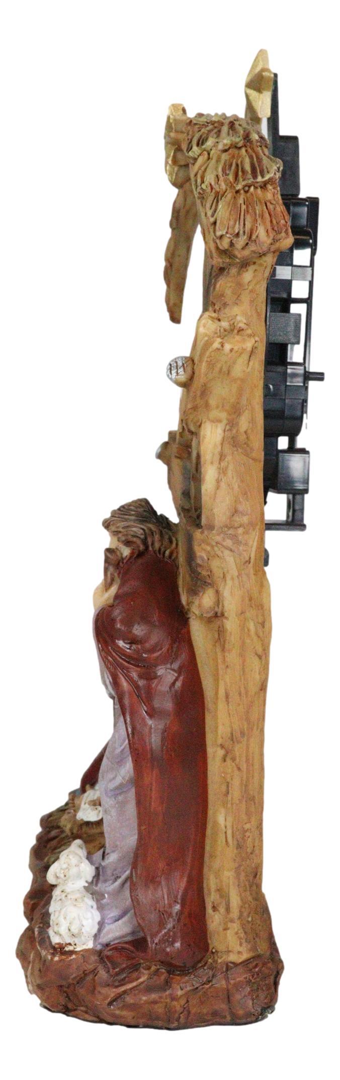 Holy Family Nativity Mary Joseph And Baby Jesus In Manger Pendulum Table Clock