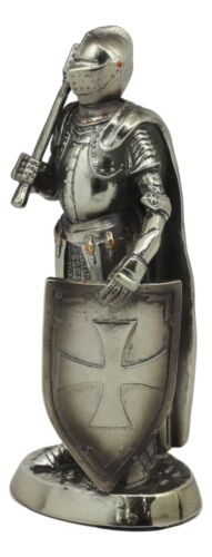 Holy Roman Empire Crusader Knight With Morning Star Club And Shield Statue 7"H