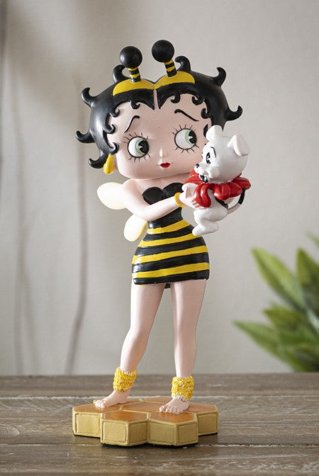 Honey Bee Bumblebee Betty Boop With Pudgy Dog Red Ribbon Novelty Figurine Honey Bee Bumblebee Betty Boop With Pudgy Dog Red Ribbon Novelty Figurine