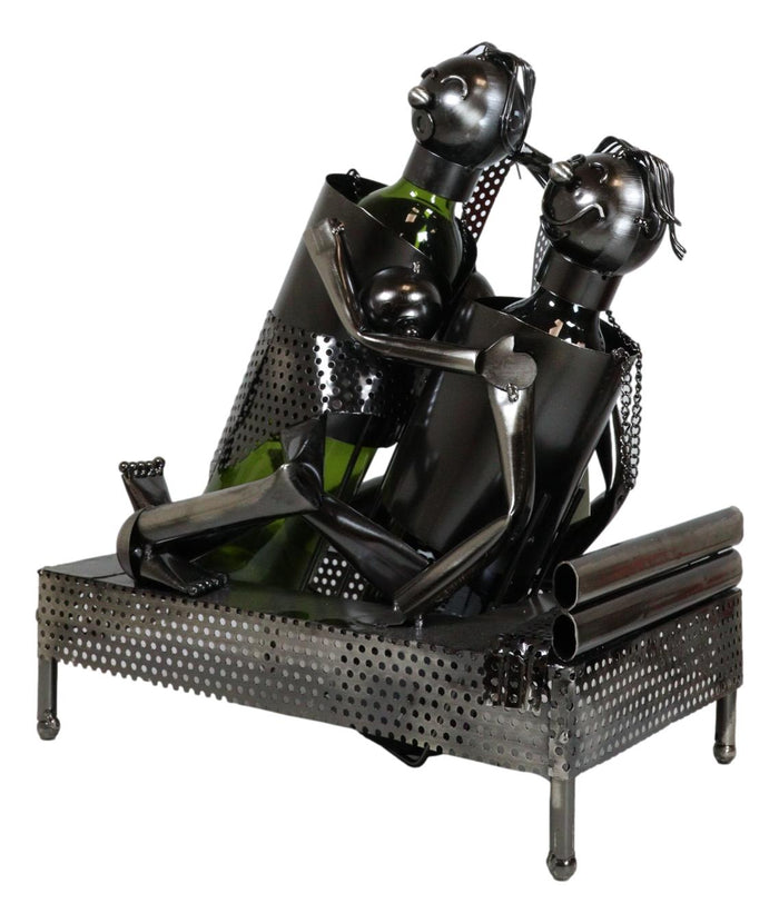 Honeymoon Wedding Couple Making Love Hand Made Metal Wine Bottle Holder Caddy