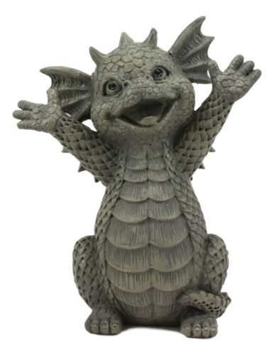 Hug Me Please Small Baby Garden Dragon With Wide Open Arms Statue Fantasy Decor