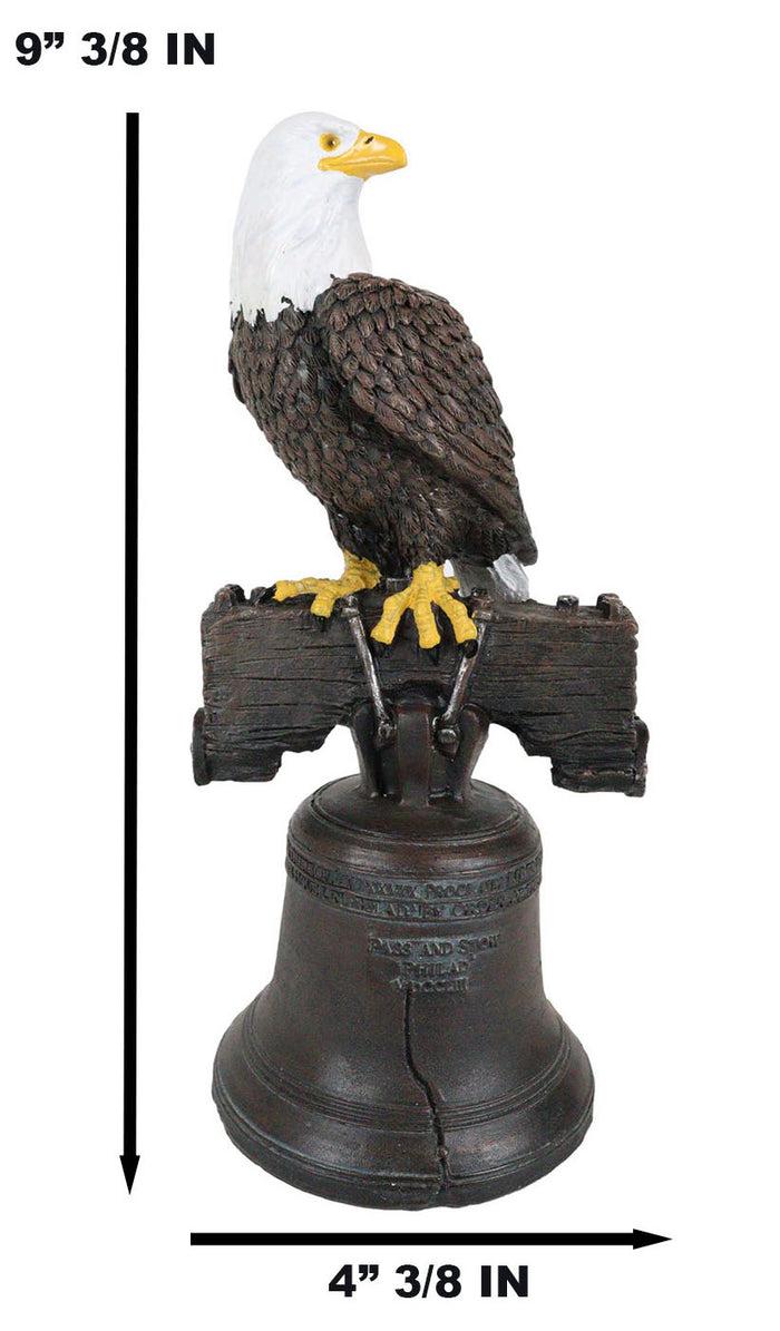 Independence Day American Patriotic Bald Eagle Perching On Liberty Bell Figurine