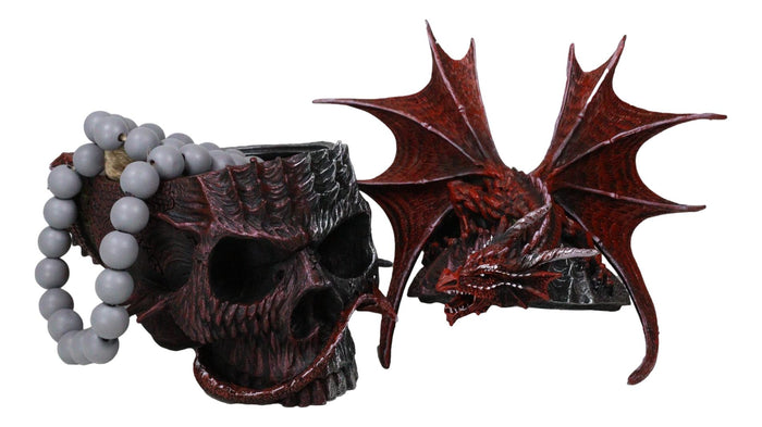 Infection Virus Zombie Skull With Red Wyvern Dragon Decorative Box Figurine