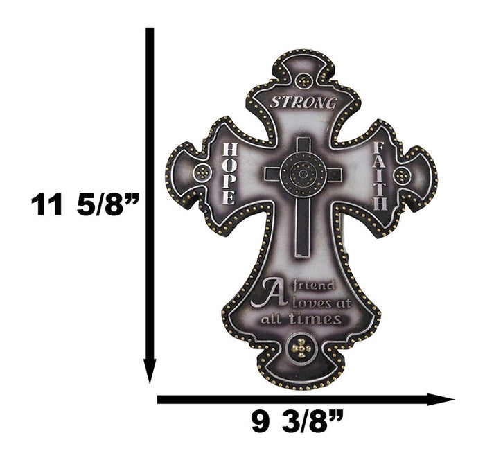 Inspirational Hope Faith A Friend Loves At All Times Fleur De Lis Wall Cross