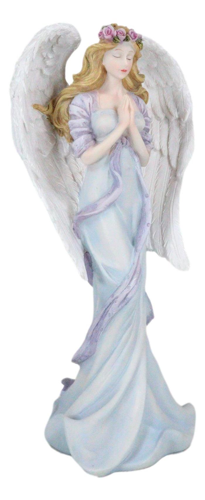 Inspirational Praying Pink Rose Angel Of Serenity Sympathy And Love Figurine