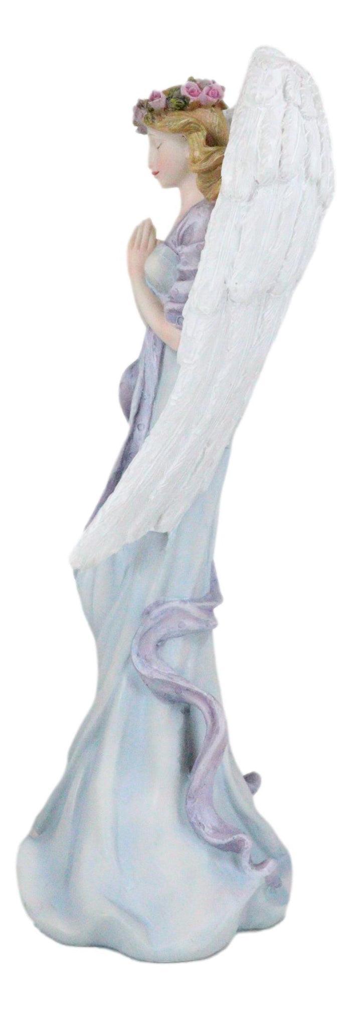 Inspirational Praying Pink Rose Angel Of Serenity Sympathy And Love Figurine