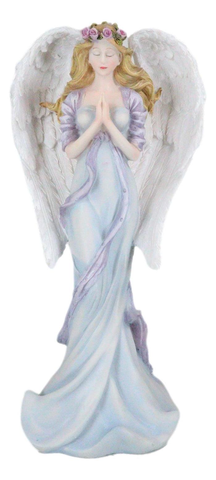 Inspirational Praying Pink Rose Angel Of Serenity Sympathy And Love Figurine