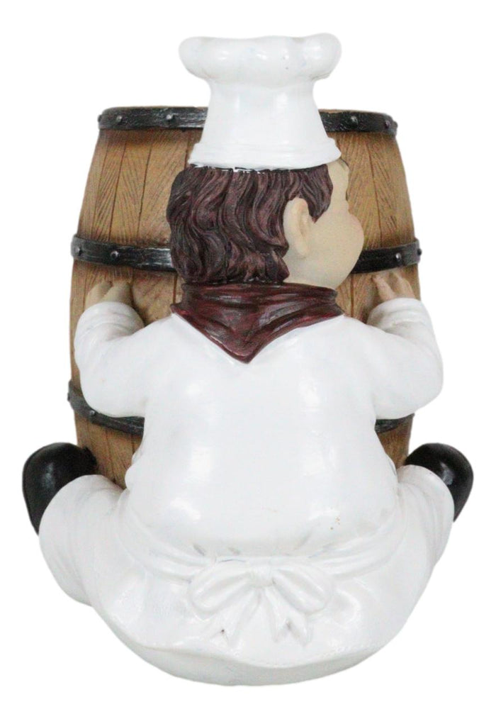 Iron Chef Jean Hugging Wooden Old Fashioned Wine Barrel Kitchen Utensil Holder
