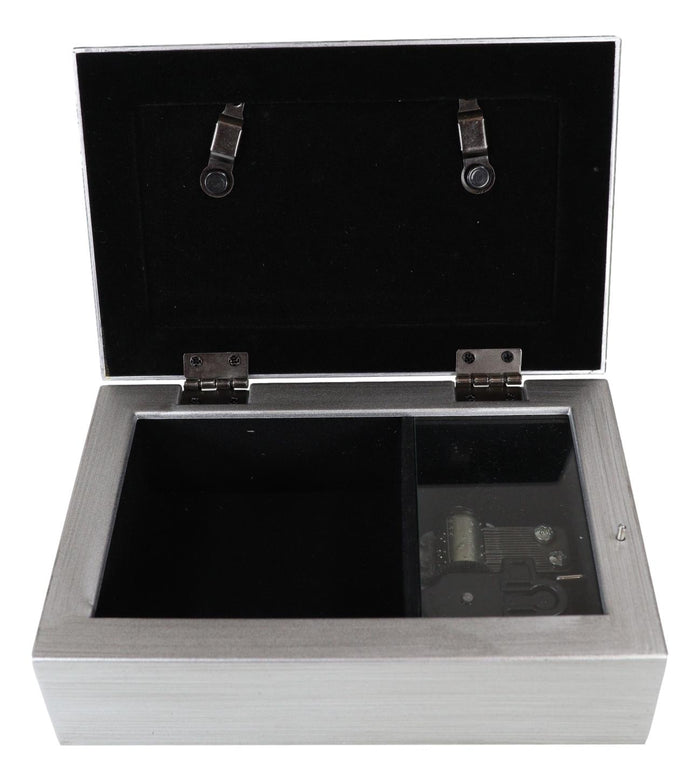 January Birthday Month Red Garnet Birthstones Silver Tone Musical Trinket Box