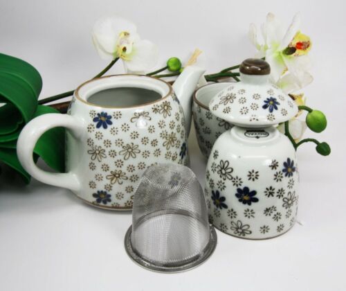 Japanese Cherry Blossom Rain 14oz Ceramic Tea Pot And Cups Set Serves 2 People