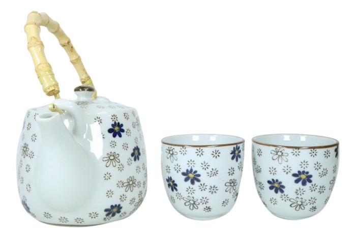 Japanese Cherry Blossom Rain 20oz Ceramic Tea Pot And Cups Set Serves 4 People