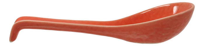 Japanese Glossy Orange Porcelain Ceramic Soup Spoons With Hook 6 Pack Spoon Set