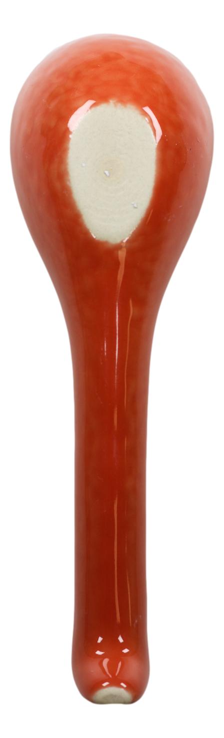 Japanese Glossy Orange Porcelain Ceramic Soup Spoons With Hook 6 Pack Spoon Set