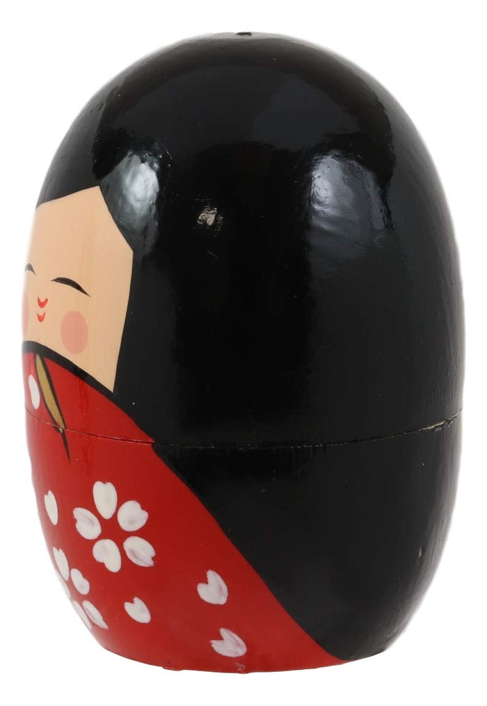Japanese Kokeshi Girl Wooden Stacking Matryoshka Nesting Dolls 5 Piece Set Toy