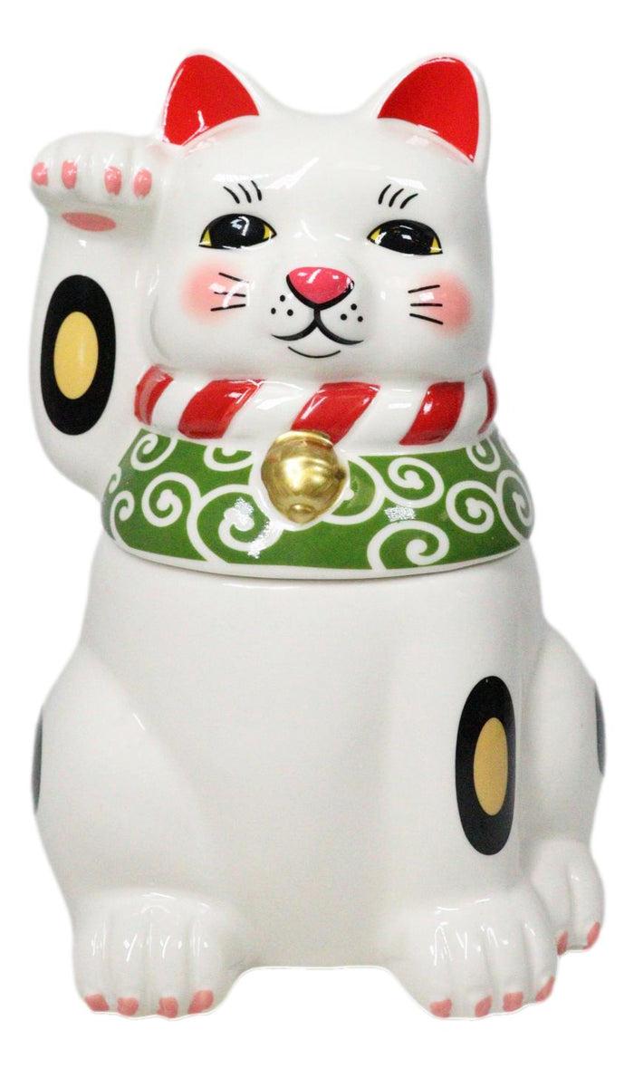 Japanese Maneki Neko Lucky Fortune Charm Cat Ceramic Cookie Jar Figurine Japanese Maneki Neko Lucky Fortune Charm Cat Ceramic Cookie Jar Figurine