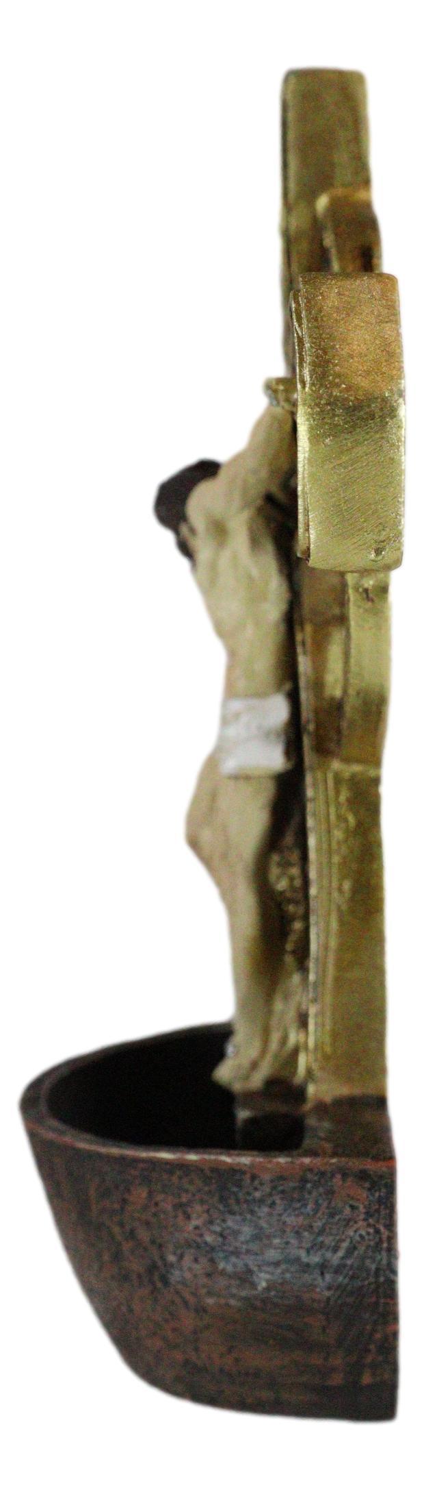 Jesus On The Cross Crucifix Wall Mount Or Desktop Dresser Plaque Holy Water Font