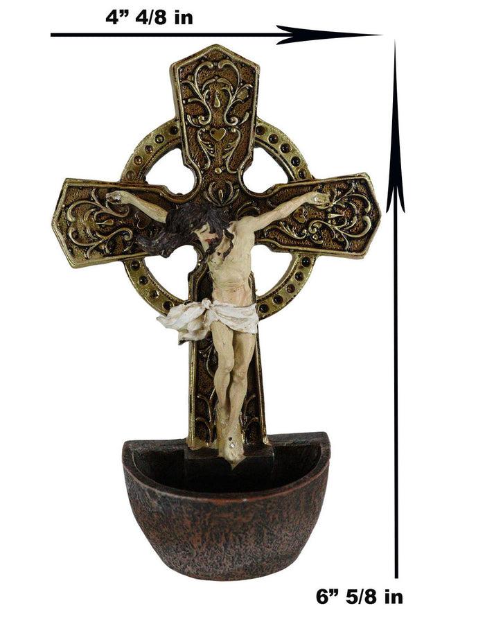 Jesus On The Cross Crucifix Wall Mount Or Desktop Dresser Plaque Holy Water Font