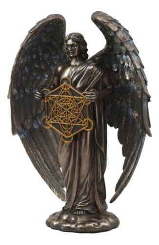 Judaism Metatron Angel Holding Sacred Flower Of Life Geometric Cube Statue