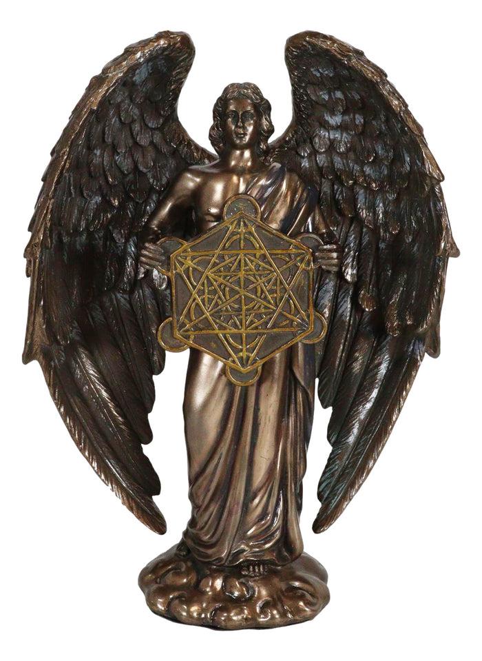 Judaism Metatron Angel Holding Sacred Flower Of Life Geometric Cube Statue