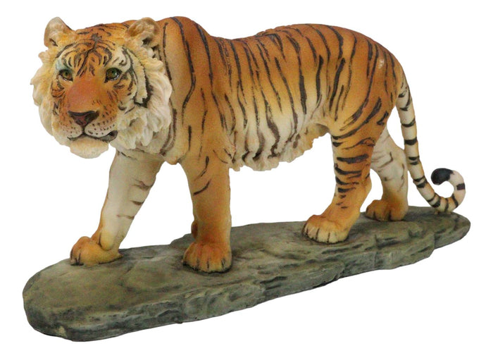 Jungle Apex Predator Prowling Fierce Orange Bengal Tiger Figurine 11.25"L