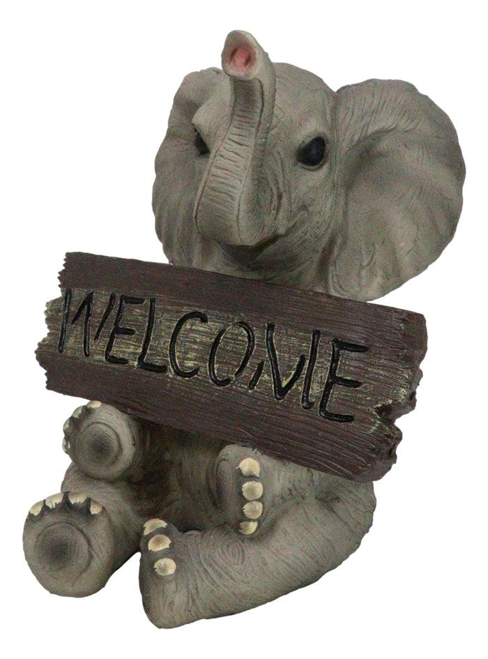 Jungle Wildlife Welcome Safari Savanna Elephant Calf With Trunk Up Figurine