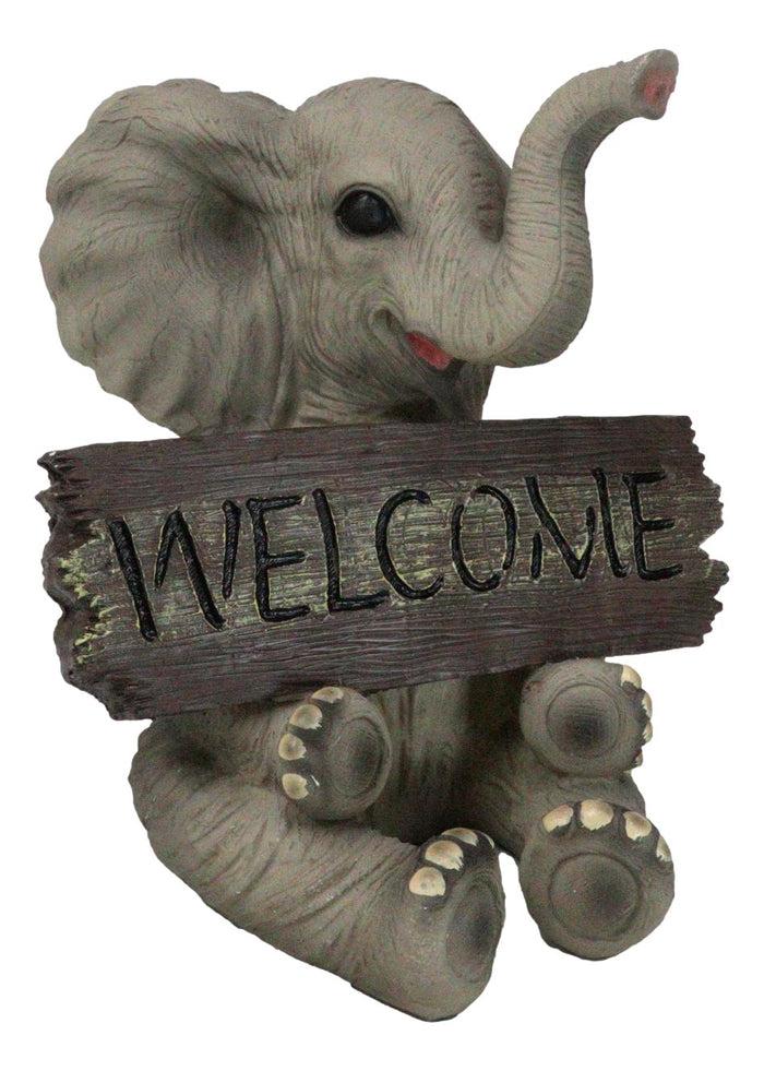 Jungle Wildlife Welcome Safari Savanna Elephant Calf With Trunk Up Figurine