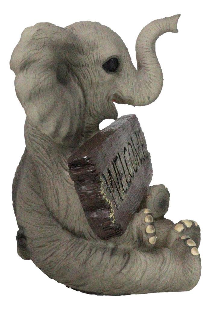 Jungle Wildlife Welcome Safari Savanna Elephant Calf With Trunk Up Figurine