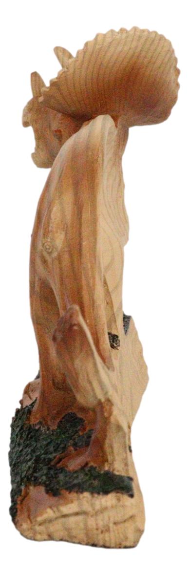 Jurassic Dinosaur 3 Horns Triceratops Mother And Baby Faux Wood Cutout Figurine