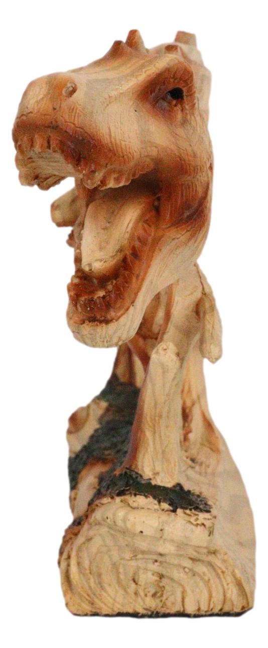 Jurassic Dinosaur Tyrannosaurus Rex Father And Baby Faux Wood Cutout Figurine