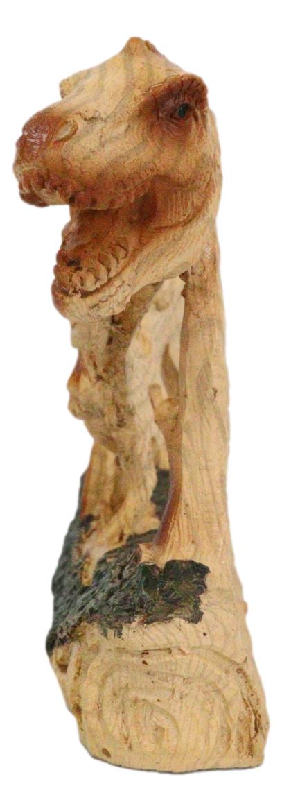 Jurassic Dinosaur Tyrannosaurus Rex Mother And Baby Faux Wood Cutout Figurine