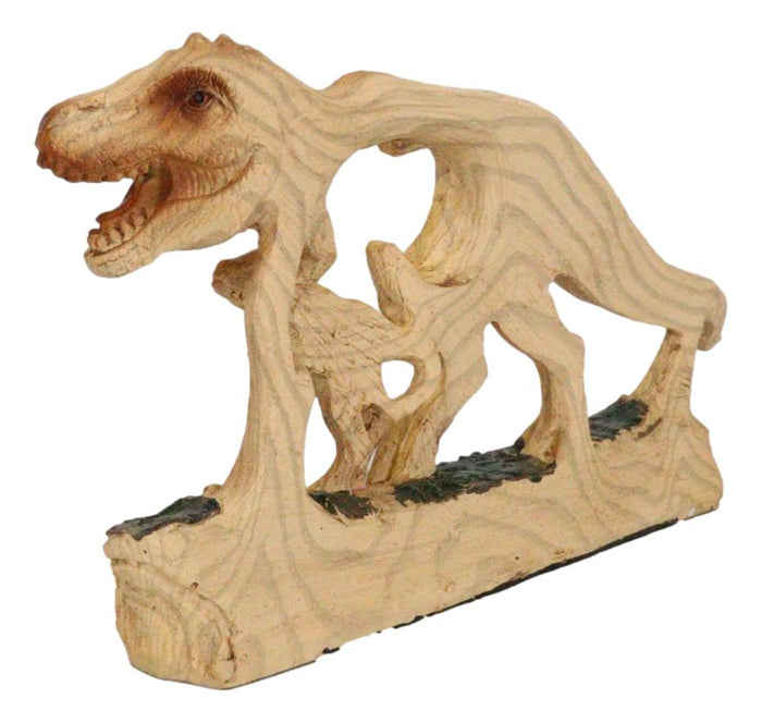 Jurassic Dinosaur Tyrannosaurus Rex Mother And Baby Faux Wood Cutout Figurine