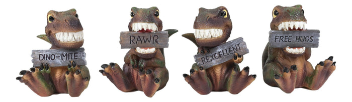 Jurassic Proclamations Dinosaur T Rex Babies With Signs Figurine Set 4"Tall