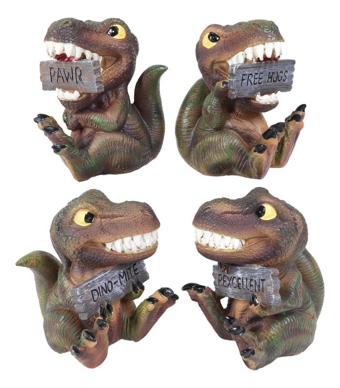 Jurassic Proclamations Dinosaur T Rex Babies With Signs Figurine Set 4"Tall