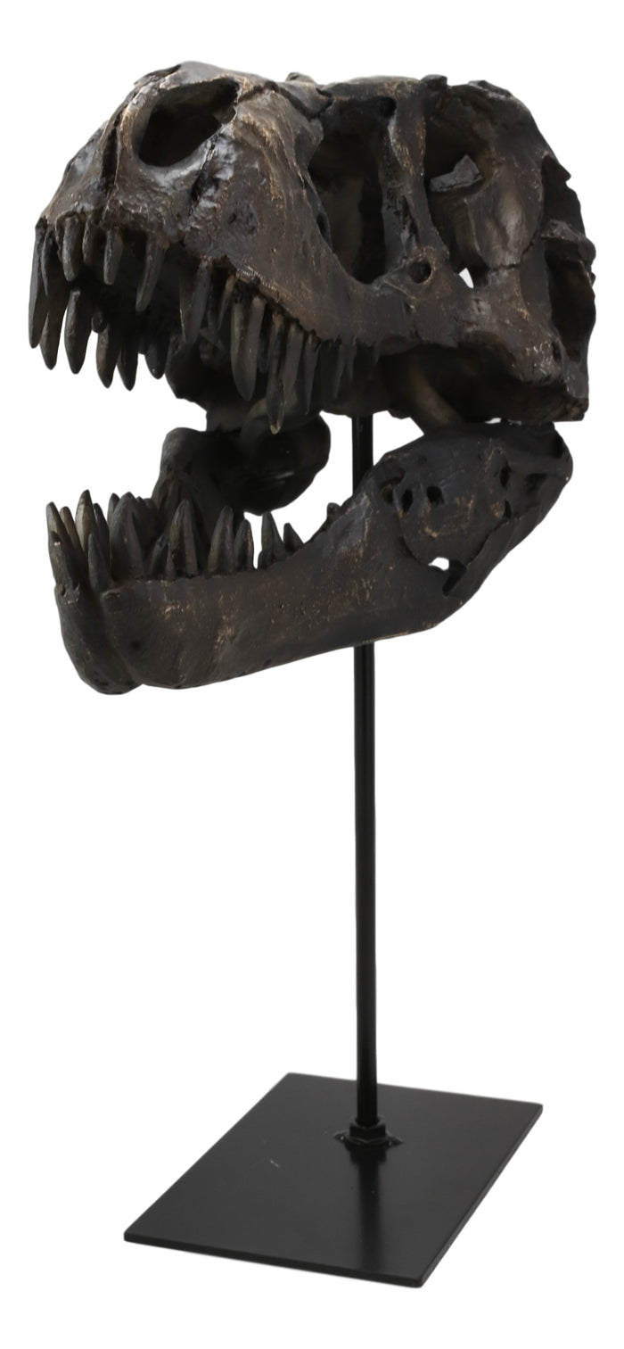 Jurassic Tyrannosaurus Rex T-Rex Faux Fossil Skull With Pole Display Mount 11.5"