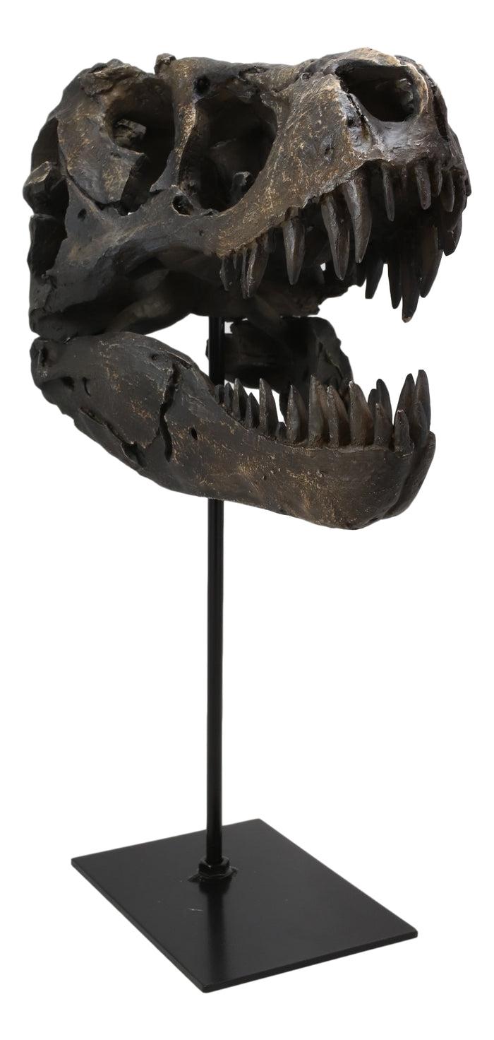 Jurassic Tyrannosaurus Rex T-Rex Faux Fossil Skull With Pole Display Mount 11.5"