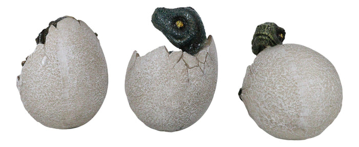 Jurassic Velociraptor And T-Rex Breaking Out Of Egg Dinosaur Figurine Set Of 3