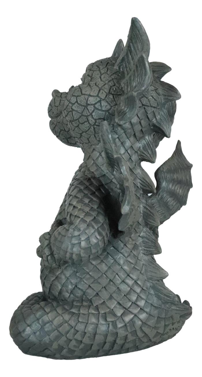 Keep Off Flip The Bird Rude Baby Dragon Sitting Statue 10"H Fairy Garden Decor