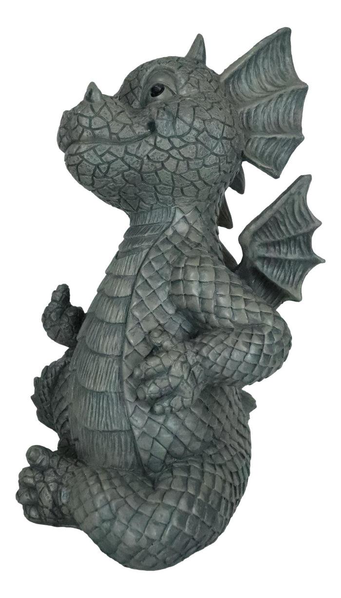 Keep Off Flip The Bird Rude Baby Dragon Sitting Statue 10"H Fairy Garden Decor
